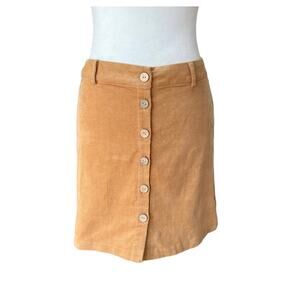 Chocolate Corduroy Skirt Small‎ Mustard Yellow Tan Mini Academia Boho Preppy NEW